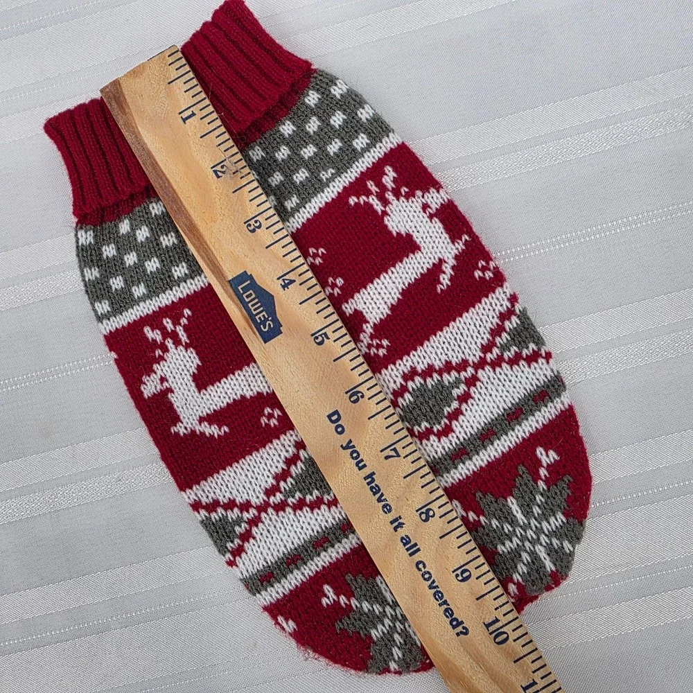 Christmas Reindeer Dog‎ Sweater Pet Apparel Red Grey Snowflake Knit Holiday XS